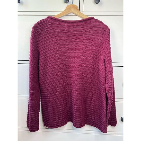 Coldwater Creek 100% cotton knit sweater‎ red-burgundy size XS Christmas winter - Picture 15 of 17